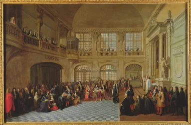 Philippe de Courcillon, Marquis of Dangeau pledging his oath to King Louis XIV in 1695, late 17th century